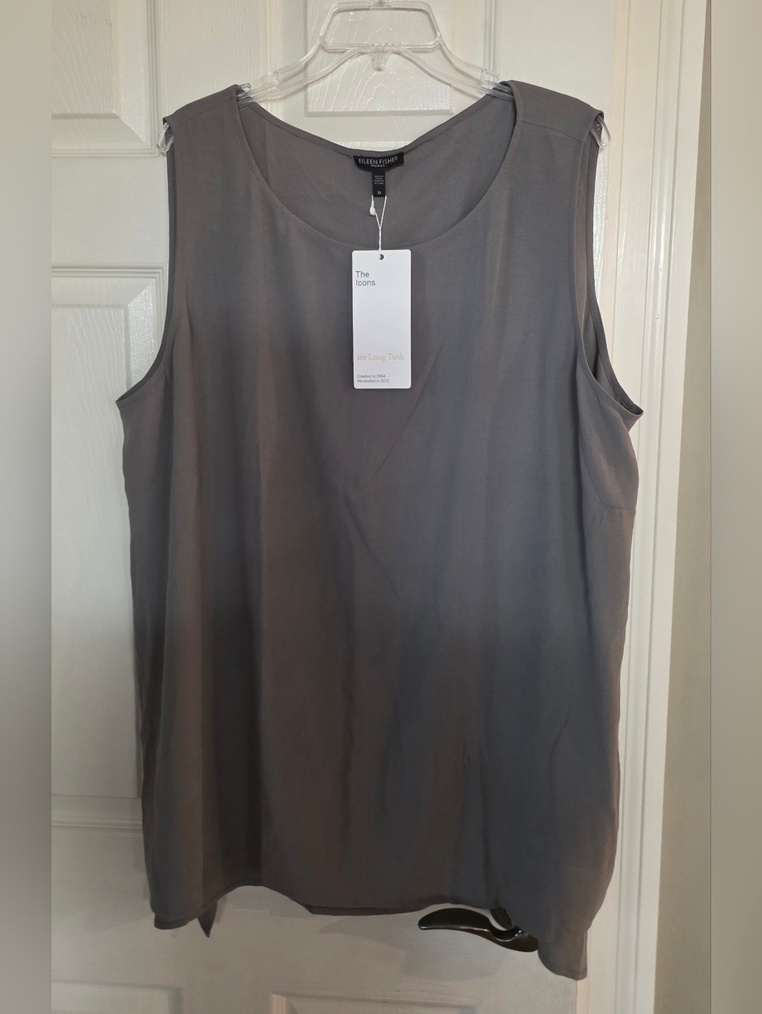 Nwt Eileen Fisher Smoke Silk Sleeveless Long Bateau Tank 3x